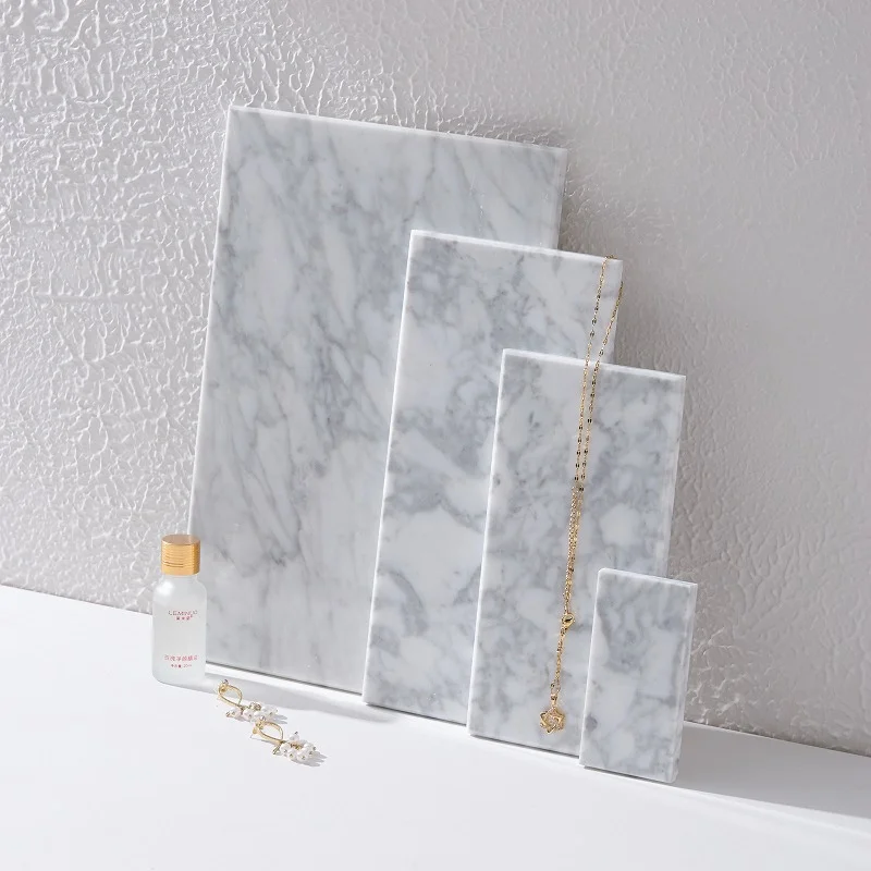 Nordic Simple Natural White Stone Jewelry Earrings Glasses Necklace Ring Dish Craft Show Stand Marble Jewelry Display Tray Mat