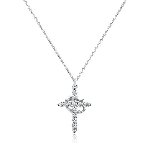 Hot Sale Creative Silver Gold Crown Rotatable Collarbone Versatile Shiny Full Diamonds Crosses Pendant Necklaces Gifts for Women