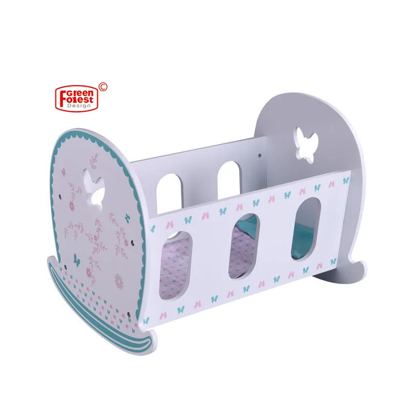 Wooden Easy Assembly Baby Girl Kids Role Pretend Play Furniture Toy  Doll Cradle