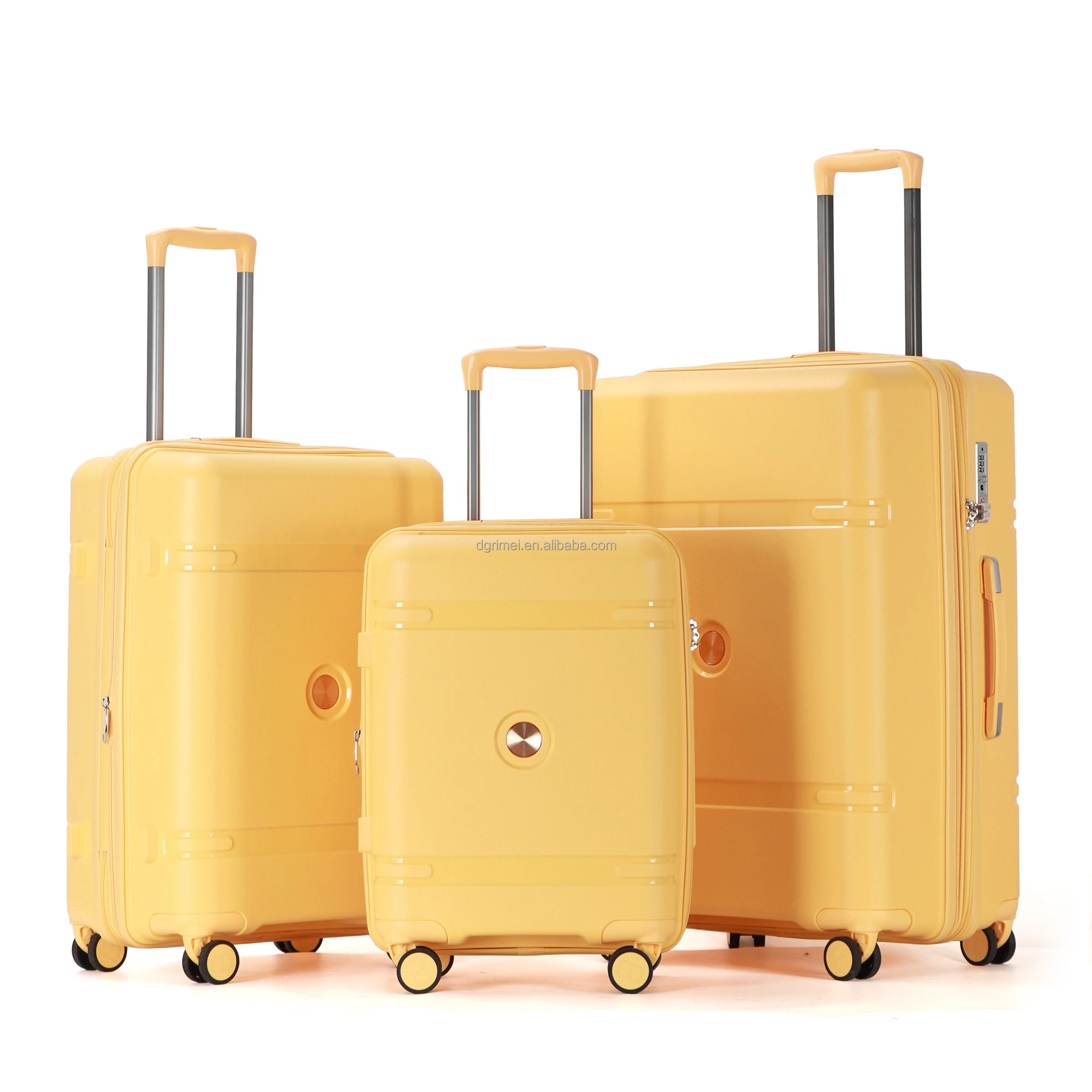 PP Hard Luggage Spinner 3 Piece SuitCase Set Durable Plastic Trolley Case