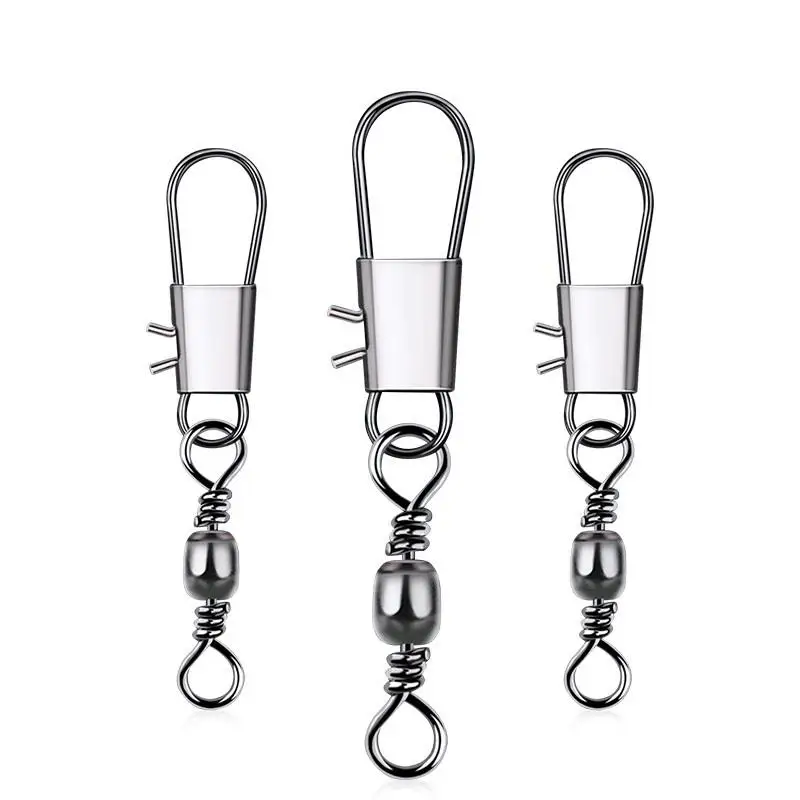 SEASKY Barrel Fishing Swivel With Safety Snap Fishing Lure Line Connector Snap Swivels Solid Ring Fishing Tackle Accessories