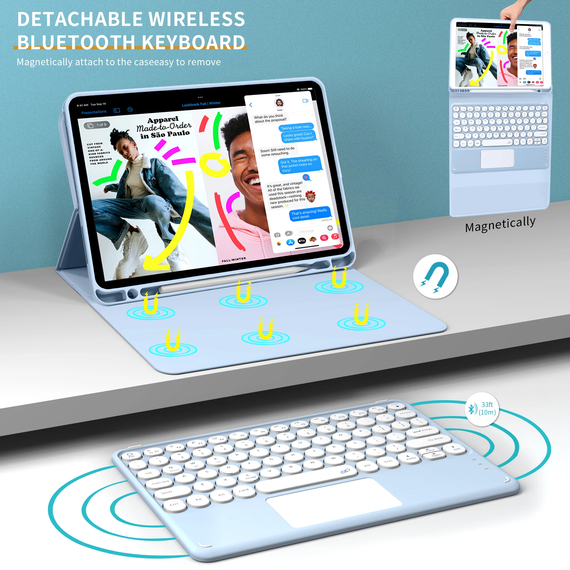 2023 Factory Smart Tablet case For iPad 10th 10.9 inch with Keyboard Soft Silicone For iPad 10 case