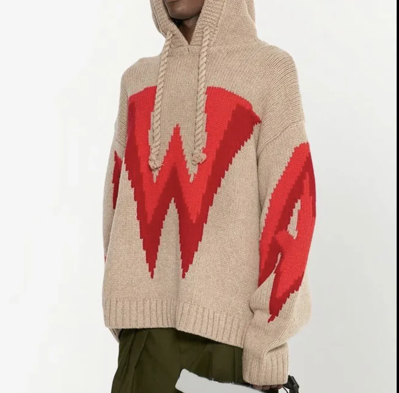 Custom Knit Sweater Men Long Sleeve jacquard LOGO hoodie pullover Jumper men knitwear cotton hooded knitted sweater man