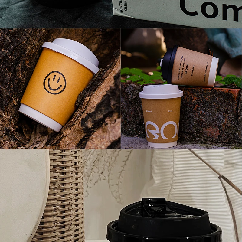 Hot Coffee Cup Thickened Thermal Insulation Milk Tea Cup Double Wall Hollow Paper Cup Thermal Insulation Commercial Custom logo