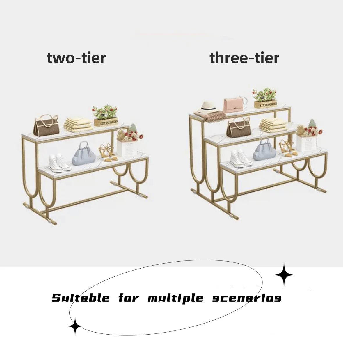 Boutique Shop Commercial Chrome Garment Shelf Metal Clothing Stand Gold Clothes Display Rack For Clothing Store.