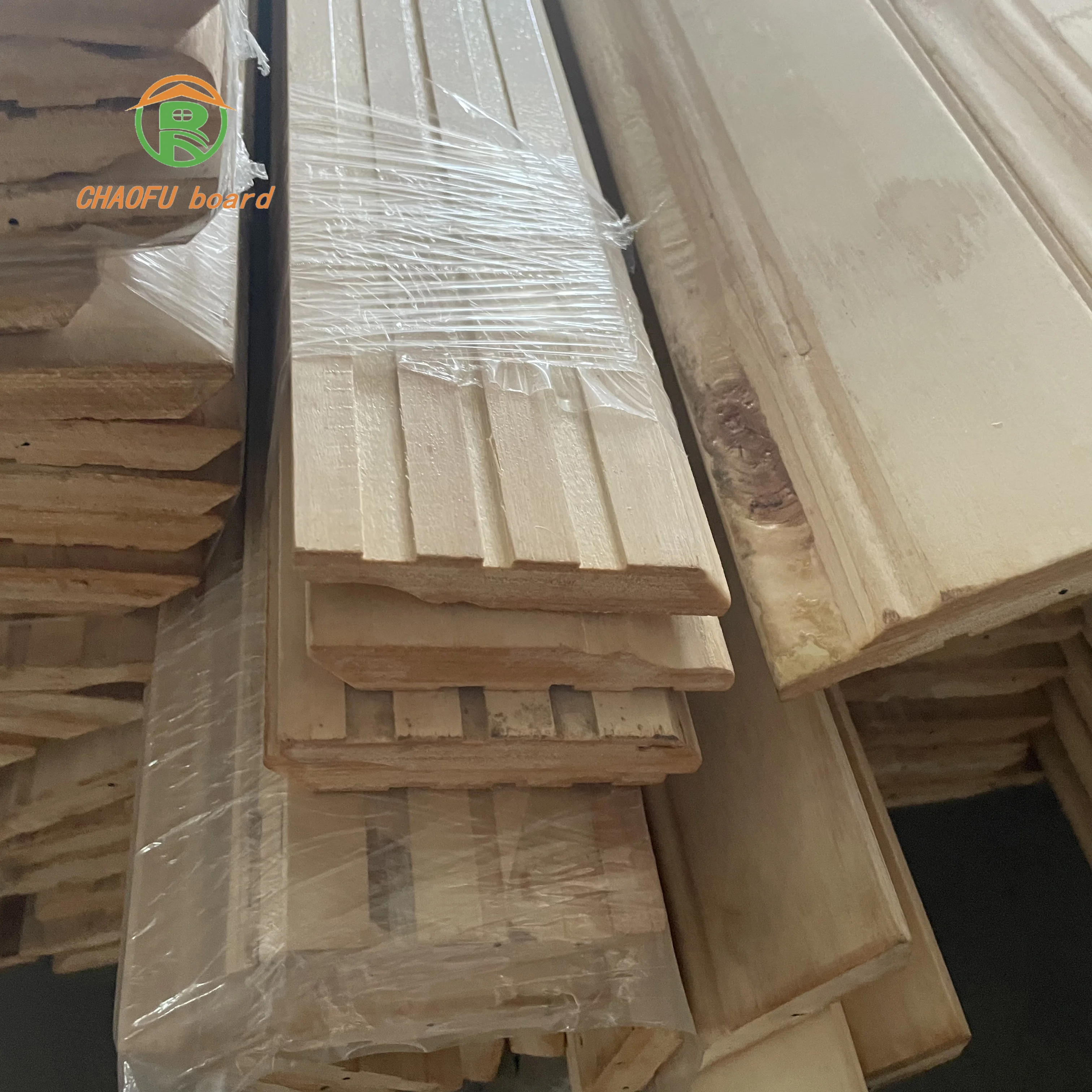 MDF board solid color wood grain cloth pattern coating film decoration wood board carved wood strips skirting line