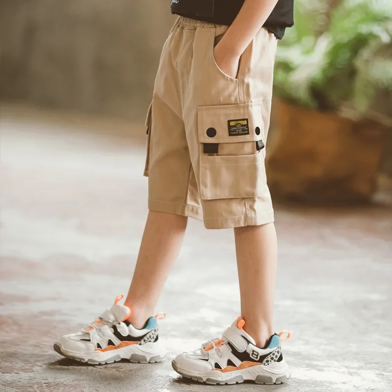 
2021 Hot sale boys cargo short pants wholesale boys beach shorts cotton Summer boys shorts 12 years old 