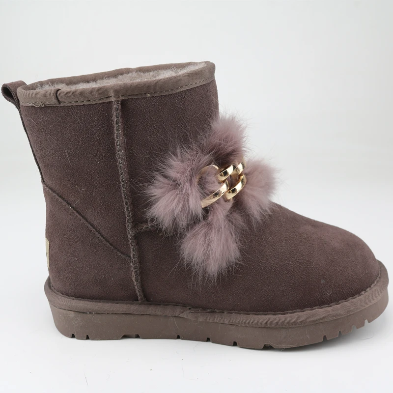 Женские розовые ботинки с меховым верхом