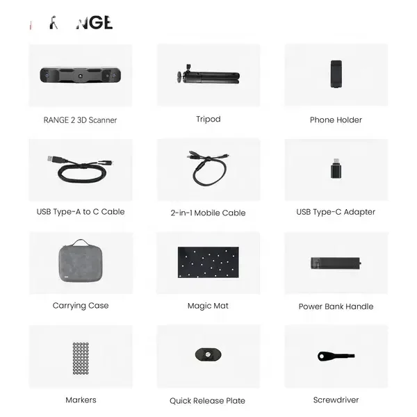 Revopoint Wholesale RANGE 2 3D Scanner Up to 0.1 mm precision Fast and Powerful Large Object Infrared light 3D Scanning  Machine