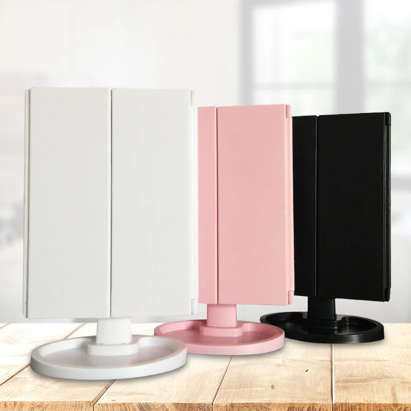 1X 2X 3X Zoom USB induction dressing lamp mirror 180 degree rotation battery LED Touch three fold beauty and makeup mirror