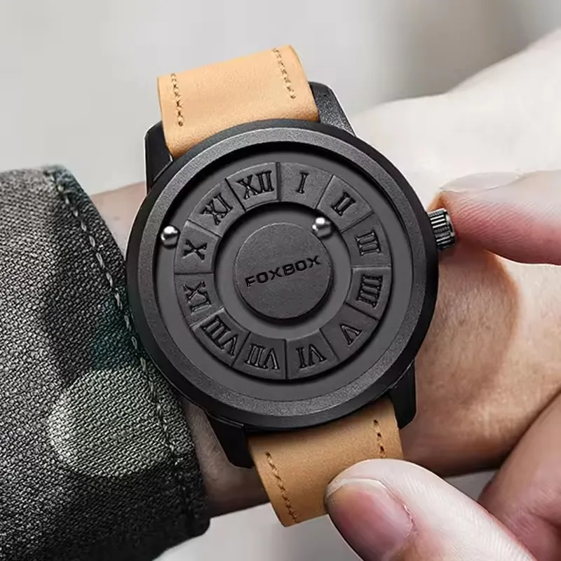 Foxbox 0047 Leather Belt Waterproof Sport Wristwatch Luxury Casual Type Business Fashion Watch Men Stainless Steel watch