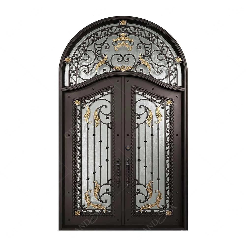 Grandsea China Top Grade Modern Design Double Security Iron Door Simple Exterior Entry Door Iron Gate Designs