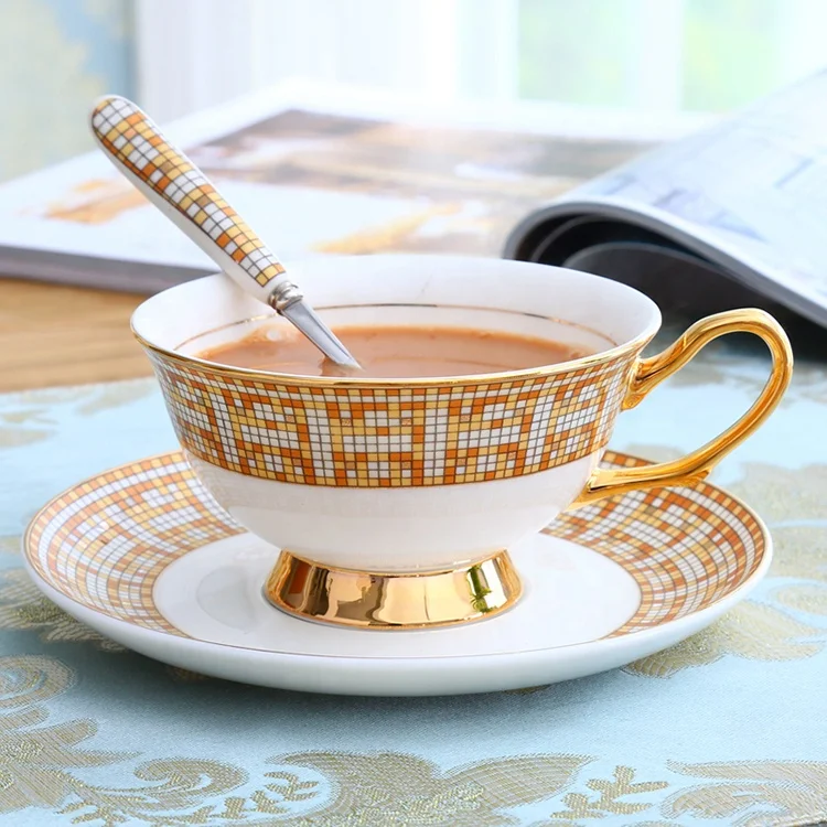 New Bulk new bone china printed ceramic porcelain tea coffee cup and saucer set