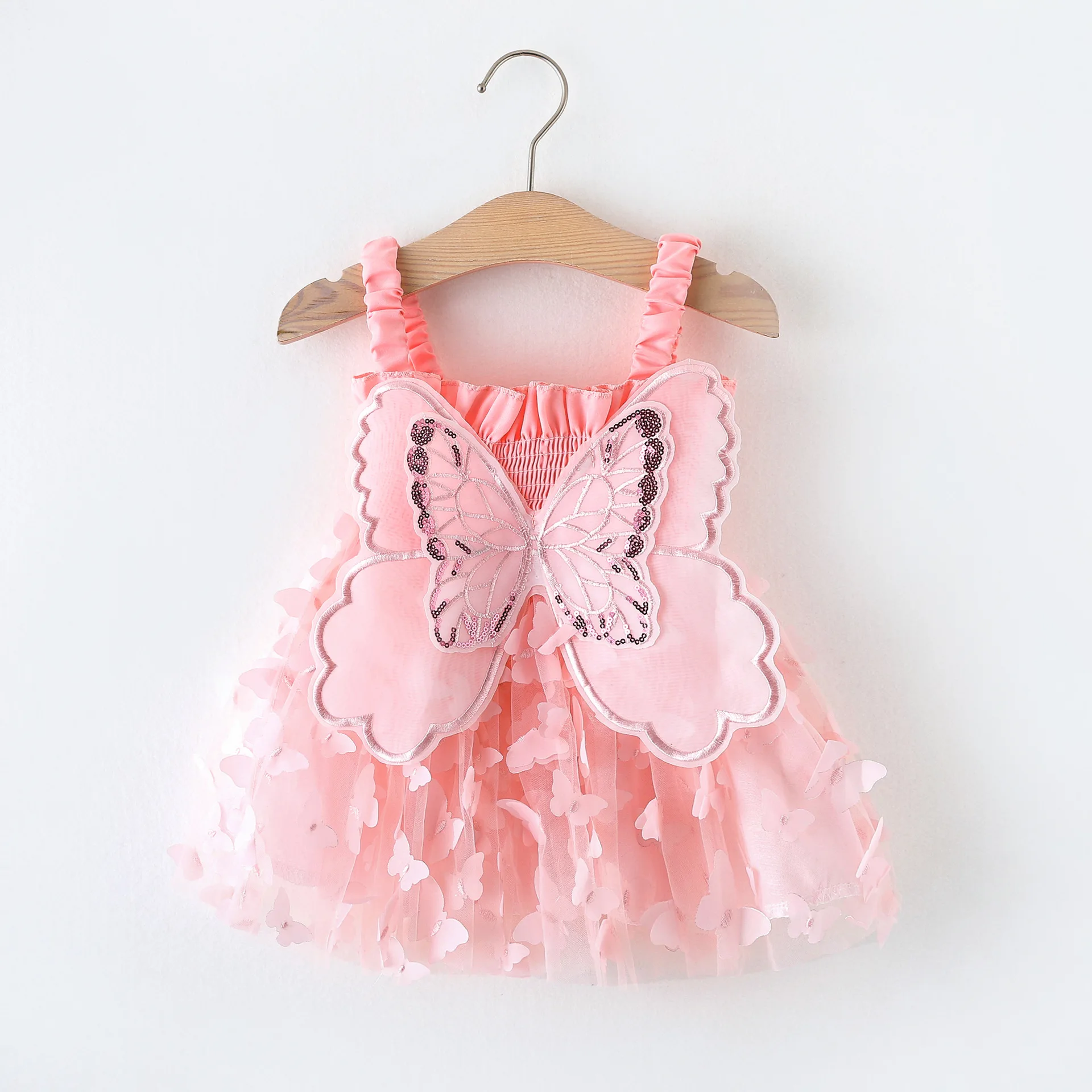 Big Butterfly Boutique Kids Wholesale Clothing Spaghetti Toddler Girls Clothes Hot Selling Girls Butterflies Embroidered Dresses