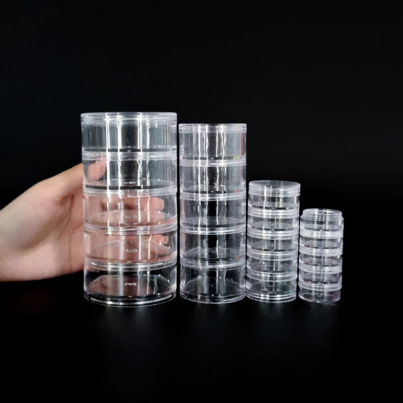 Paylak Storage Stackable Clear Containers 5 for Beads Crafts 5g 10g 25ml 45ml 65ml 80ml cosmetic sample pot