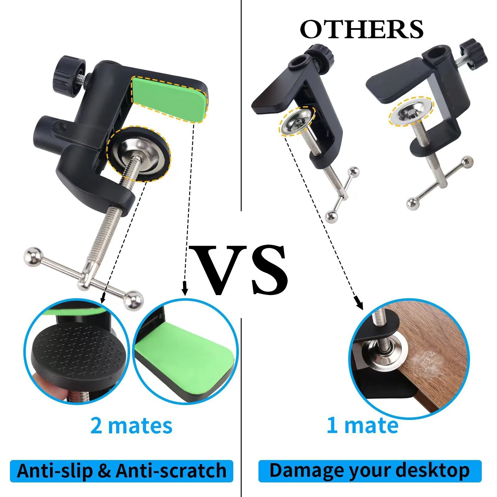 Flexible dual purpose Accessories DIY Fixed Metal Clip Light Mount Fittings Screw Camera Holder for Broadcast Microphone Desk