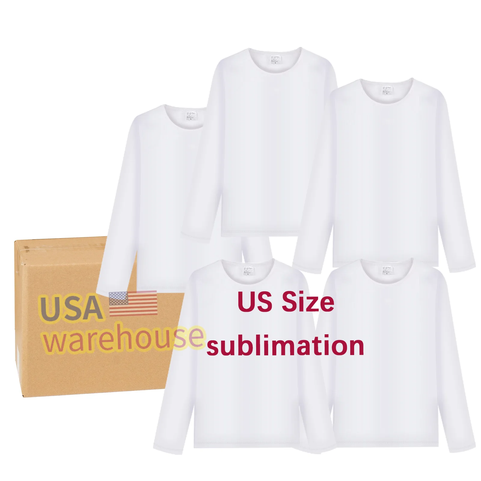 long sleeve t-shirt for men unisex Sublimation USA warehouse custom Logo heavyweight polyester long sleeve sublimation shirts