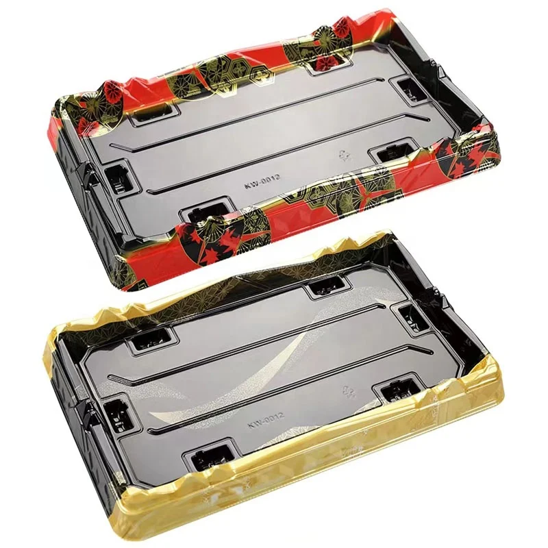 Sushi Container High Class Printing Color Packing Box Set Sashimi Platter Trays Plastic Packing Box Disposable Sushi Box