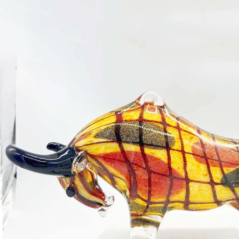 Hand Blown Glass Bull Murano Glass Art Animal Figurine