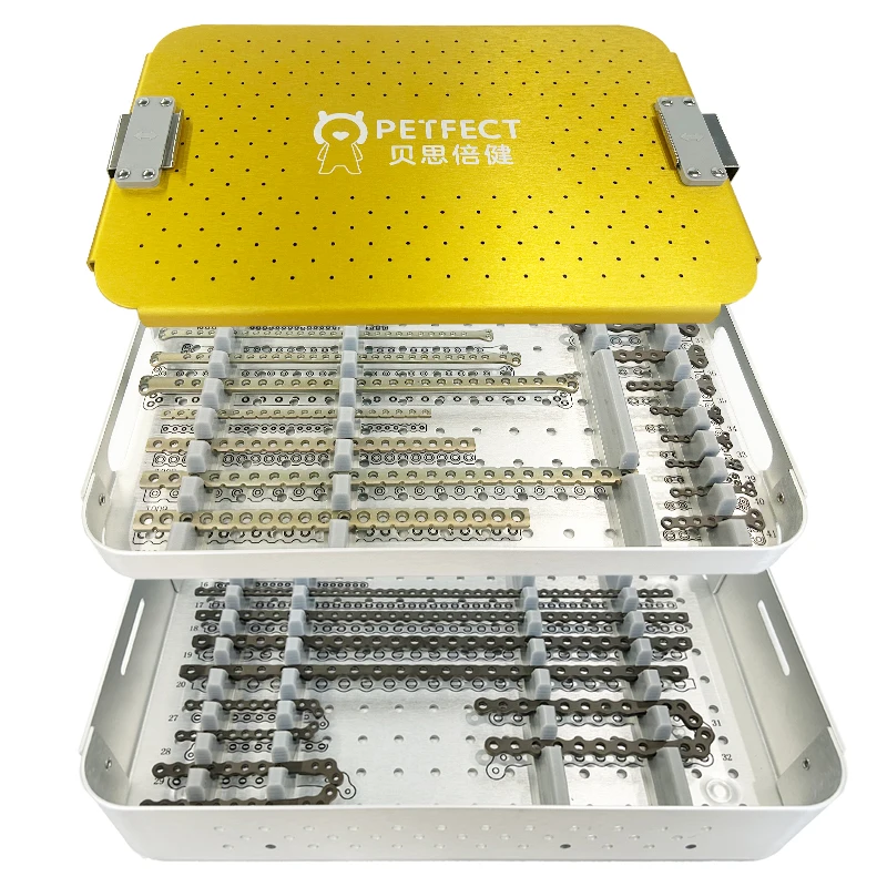 Veterinary  Titanium alloy plate set 32 pcs lightweight for joint surgeries small animals
