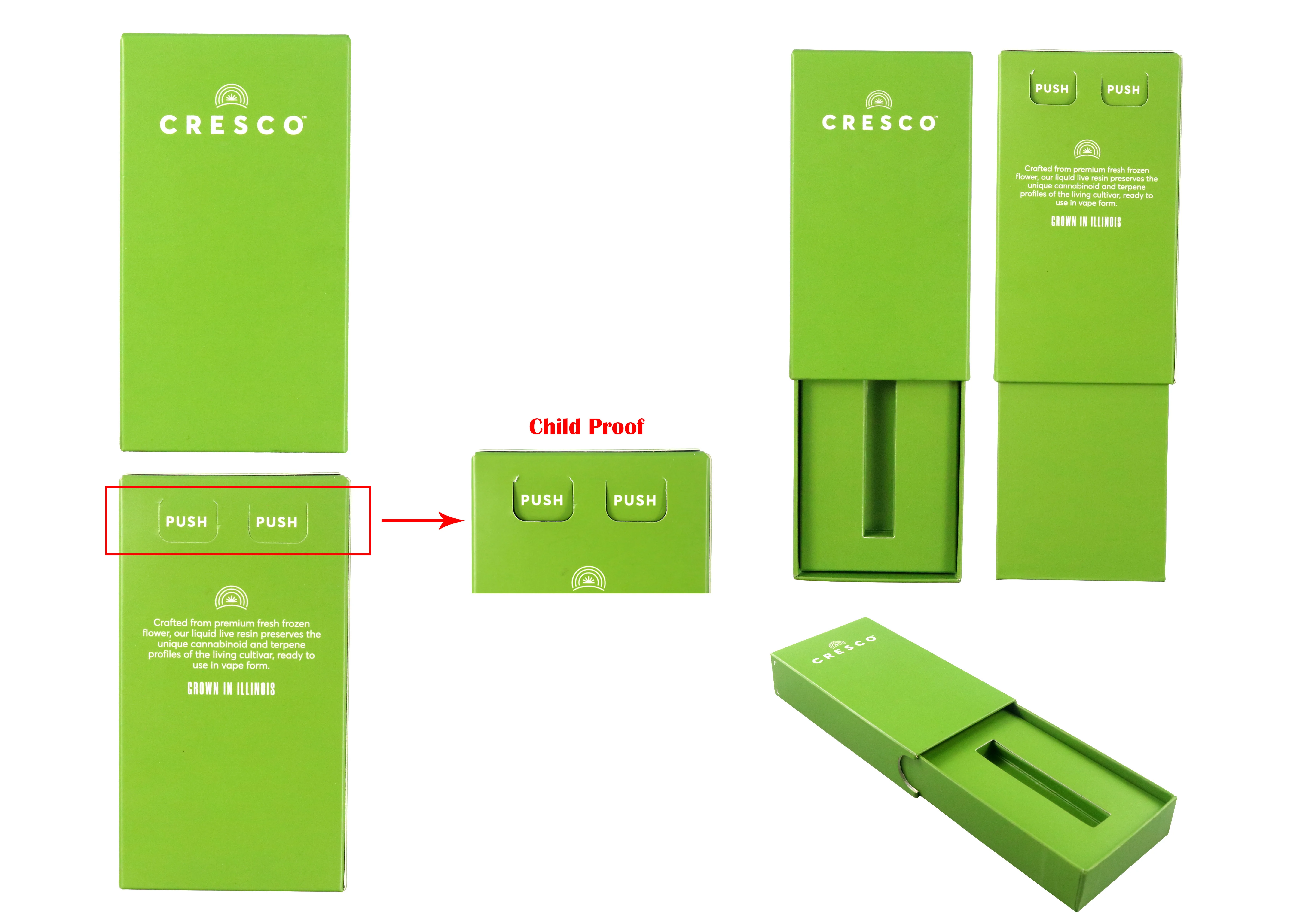 Custom Logo 1ml Oil Childproof Cartridge Packaging Childproof Cr Child Resistant Box With Display Windows