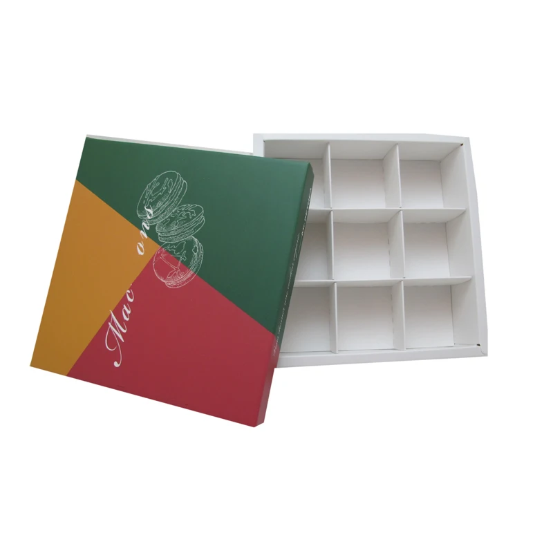 Оптовая продажа, Заказная крышка и Базовая 4,6,12,24 макаронная бумажная упаковочная коробка, Подарочная коробка с разделителем для трюфельного шоколада