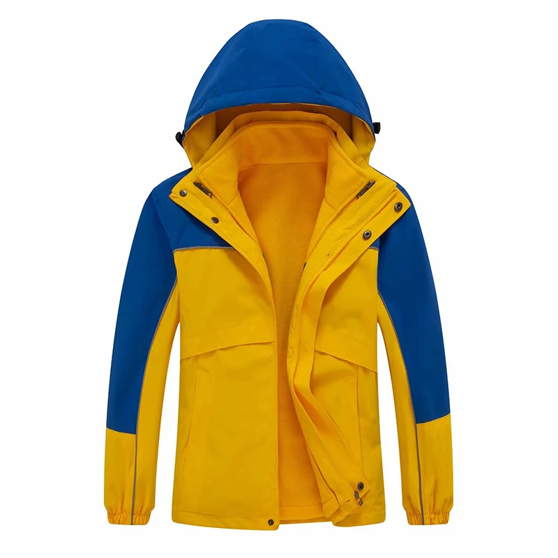 Hot sale of high quality autumn and winter extra-thick coat children warm three-in-one matching color coat school uniforms