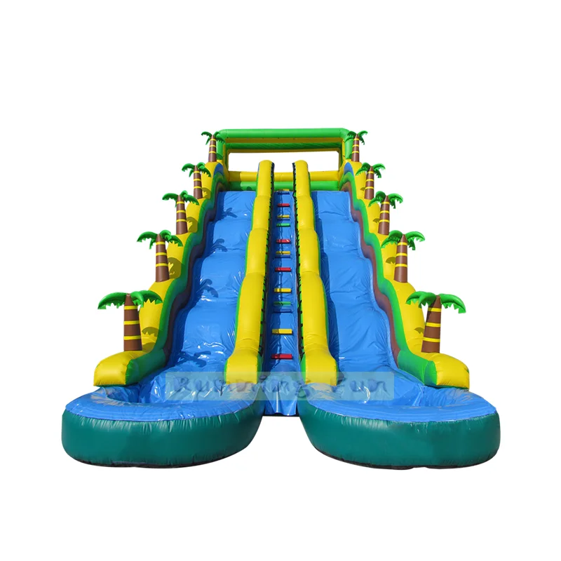 Big Water Slides Manufacturer Air Filled Tropical Palm Tree Inflatable Water Slide Large Inflatable Slide With pool For Sale