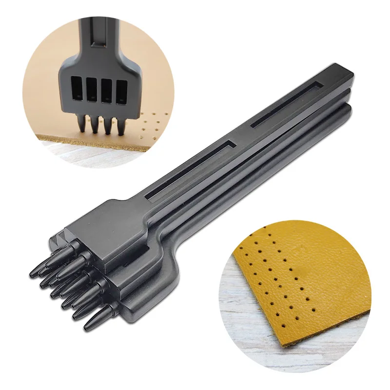 4/5/6mm Leather Craft Punch Tool Sets Black alloy 2/4/6 Prong Punch Hole Chisel French Style Graving Stitching Punch Tools Kit