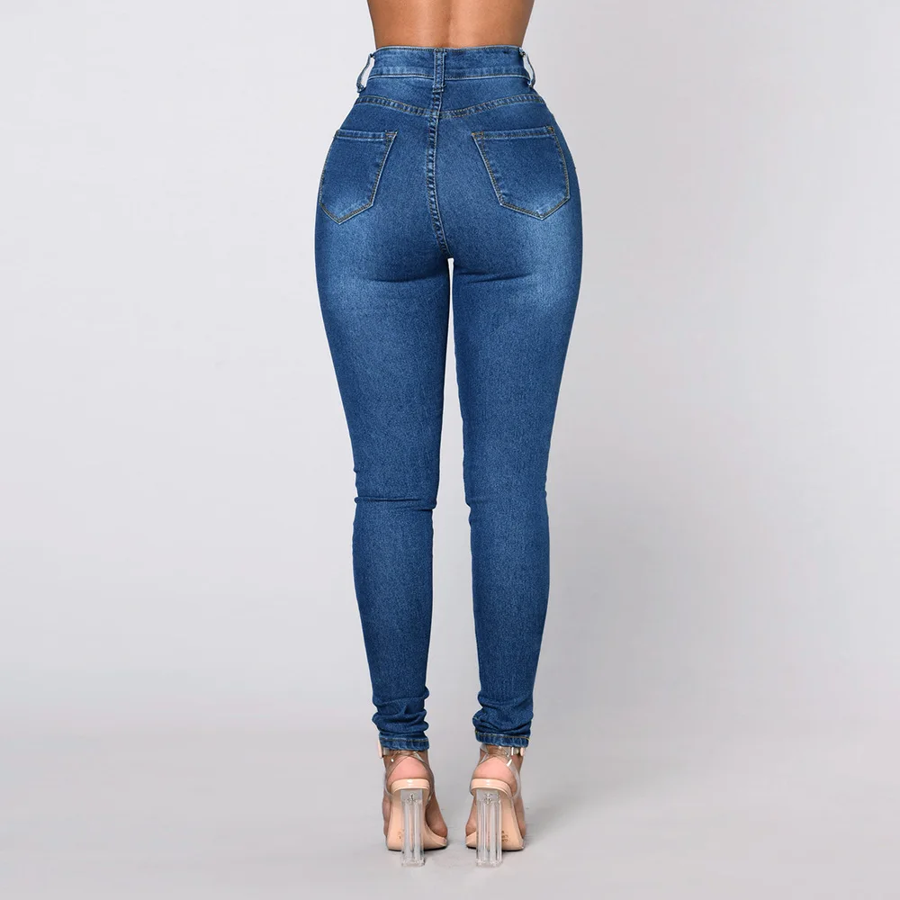 Autumn And Spring 2022 Women Denim Skinny Pants high-Waist Blue Black Slim Elastic Lady Jeans