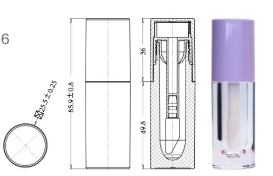 Custom Logo Packaging 6.5ml Empty Lip gloss Tube Cosmetic Empty Pink Round Lipgloss Tube With Big Brush