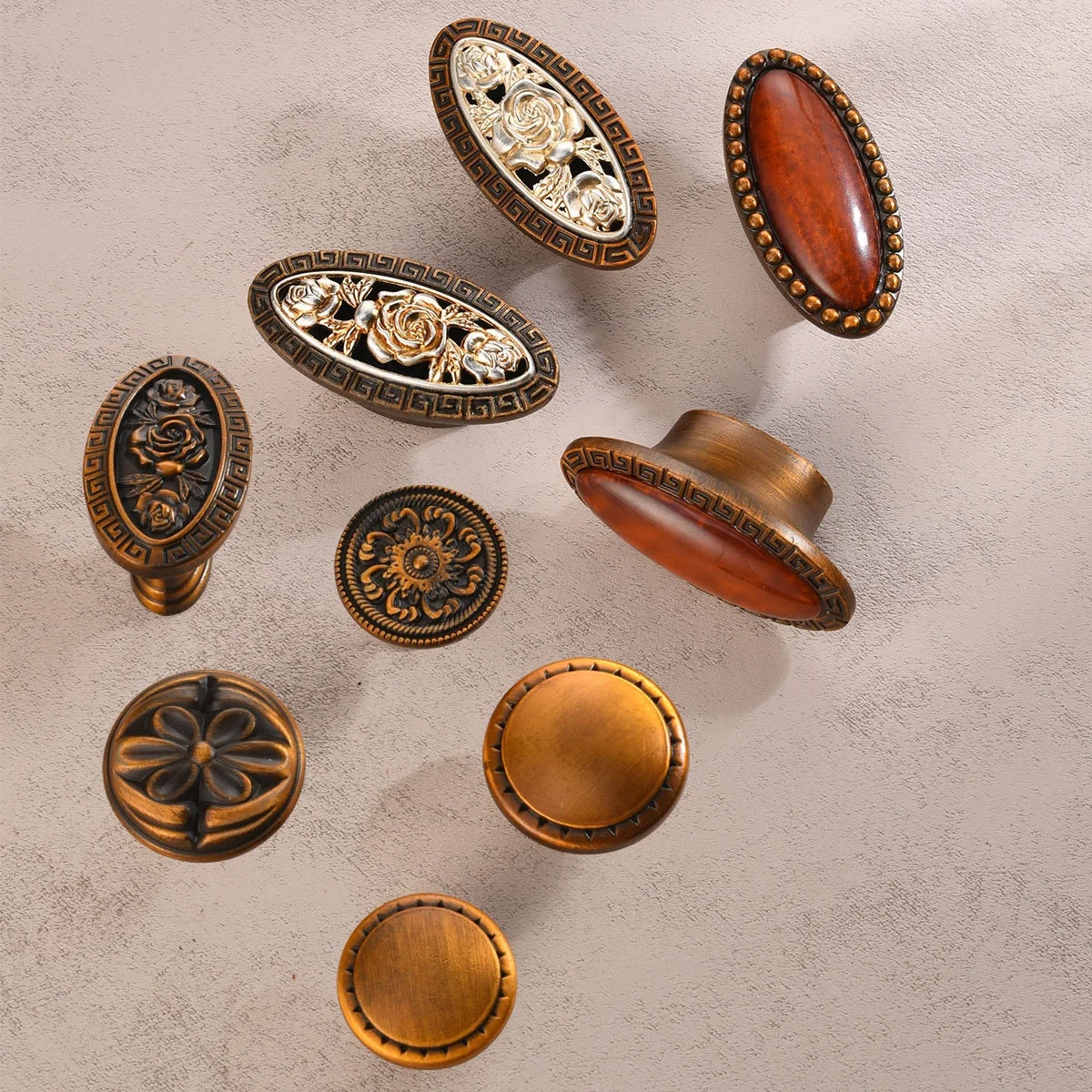 European Antique Brass Retro Style Drawer Cabinet Wardrobe Shoe Cabinet Door Handle Pull Zinc Alloy Antique