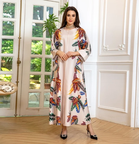 Ladies Modest Muslim Dress  Dubai Abaya Eid Kaftan Dresses Diamond Hijabs Maxi Dress Muslim Women
