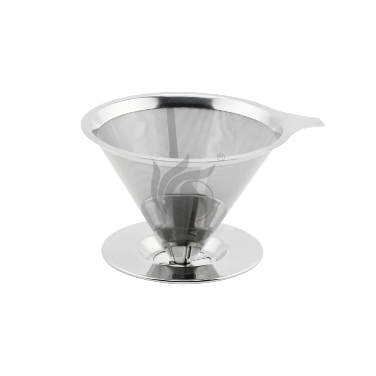 Portable Metal Mesh Strainer Reusable Pour over cone coffee Filter Dripper Stainless Steel Coffee Filter with stand Holder