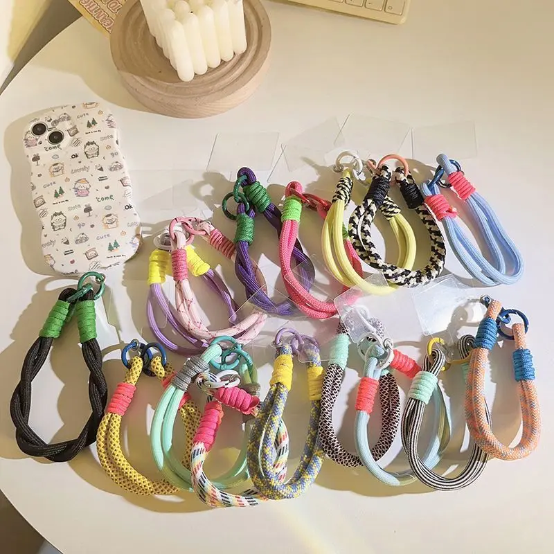 Mobile Phone Lanyard Hanging Decoration Can Be Carried Twist Rope Anti-loss Pendant Fashion Strong Wrist Short Straps