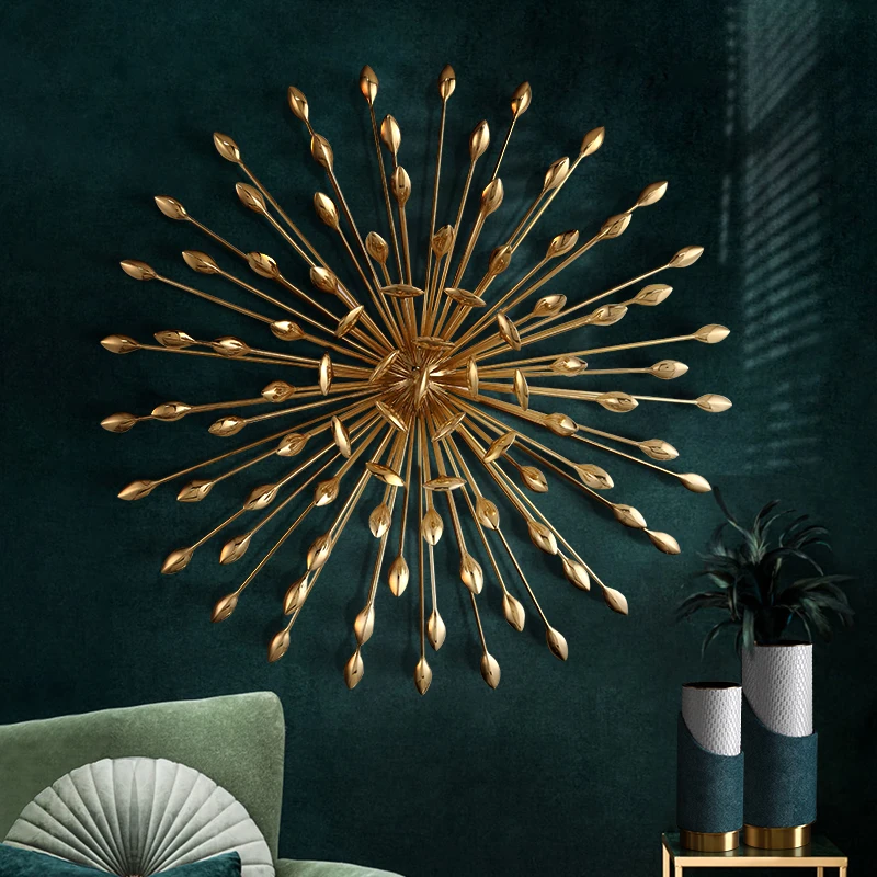 Light Luxury Wall Decor Living Room Bedroom Decorates Brass Creative Sun Flowers Accessories