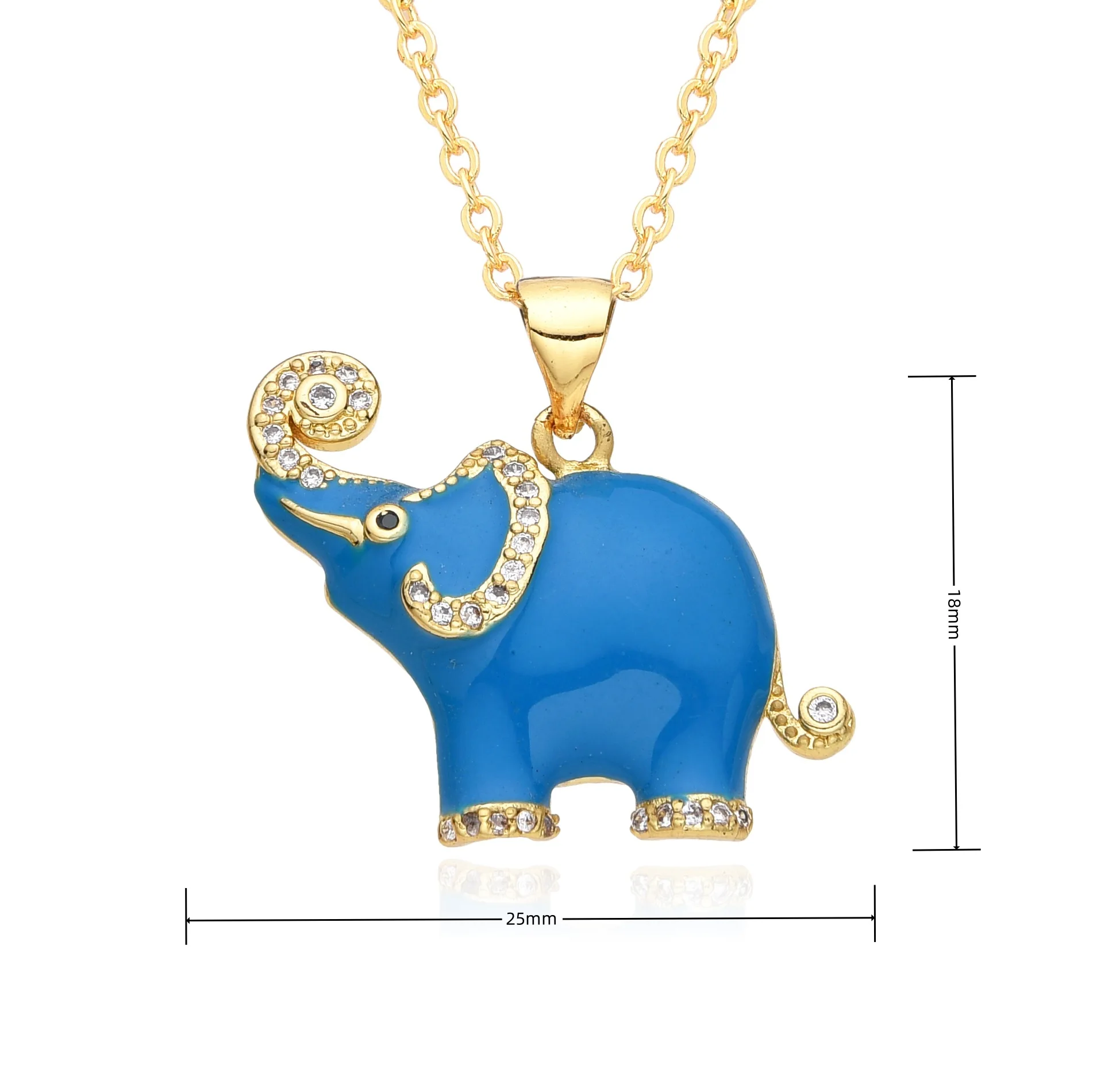 Fashion jewelry necklace luxury animal necklace elephant pendant 18k gold plated zircon necklace for women