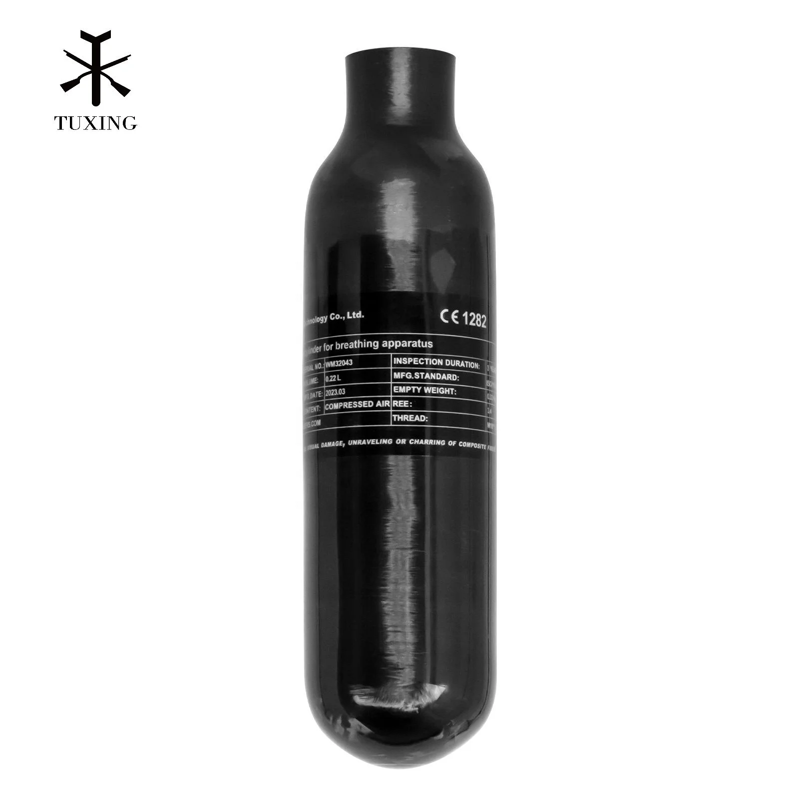 TUXING Factory Direct Sale Mini 0.22L 220cc High Pressure 4500Psi 300bar Fully Wrapped Paintball Carbon Fiber Air Tank For PCP