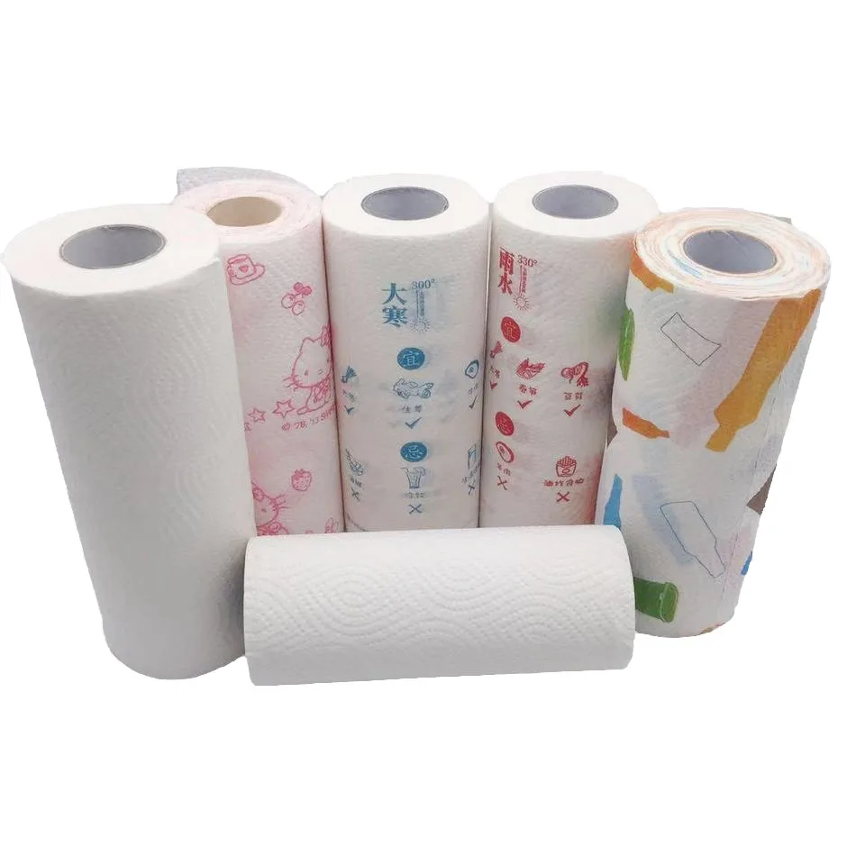Wholesale Extra Absorbent 2-Ply Virgin Wood Pulp Kitchen Paper Towel Roll Commercial Embossed Printed for Home Office Use