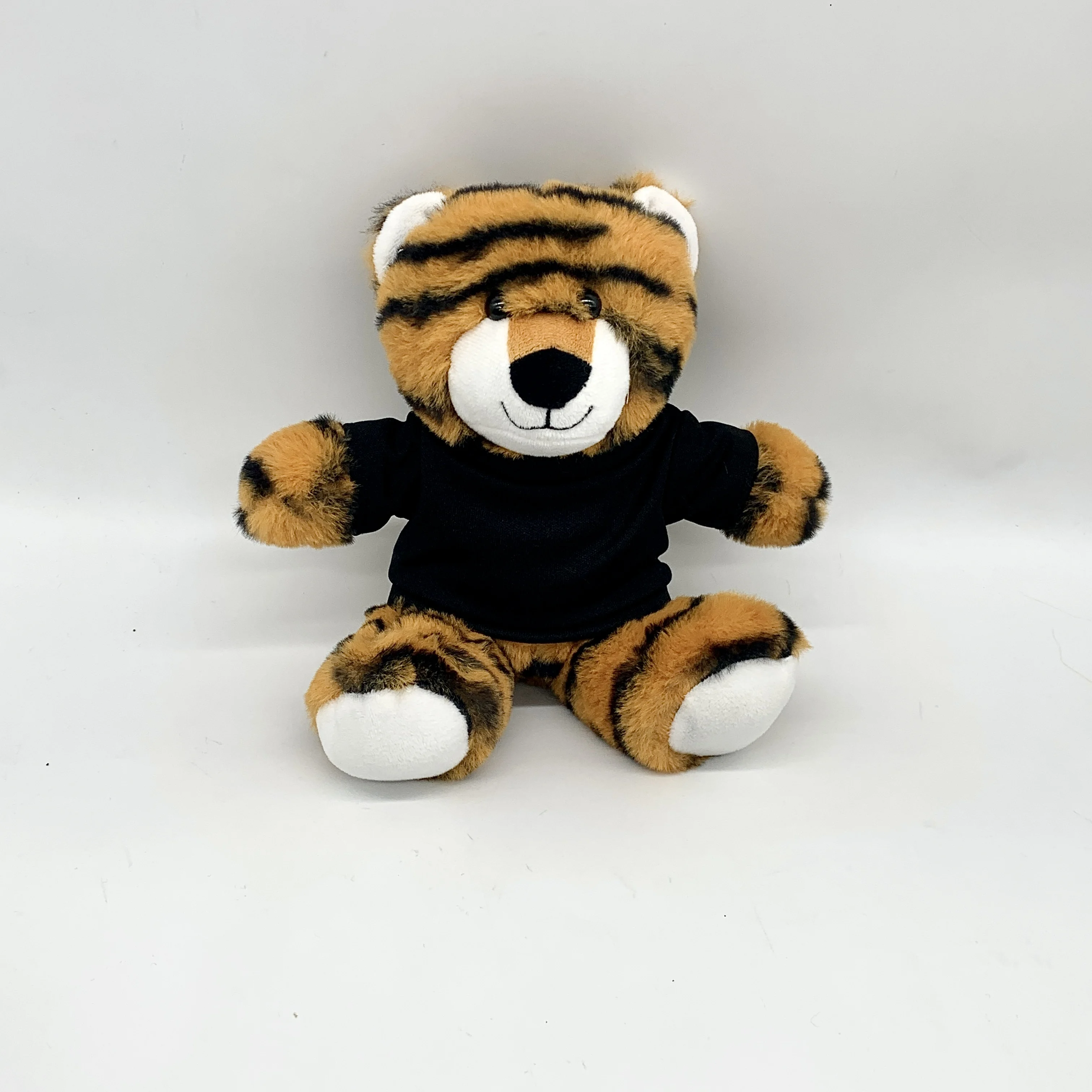 sublimated logo animal cartoon tiger plush toy with shirt new design Customized logo plush tiger toys For home Decoration