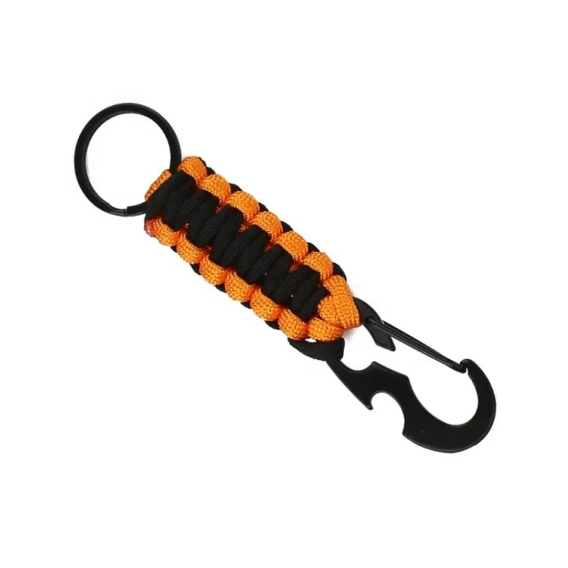 Outdoor Mountaineering Paracord Hand-woven Key Hook Kettle Eagle Button Key Chain for Hiking Camping