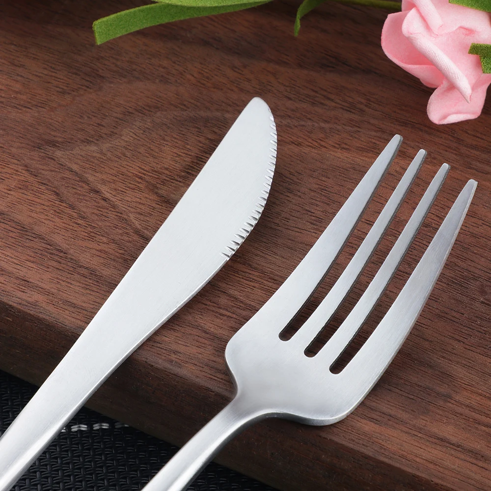 BUYERSTAR Wholesale 6pcs Silver Color Spoon And Fork Stainless Steel Cutlery Set
