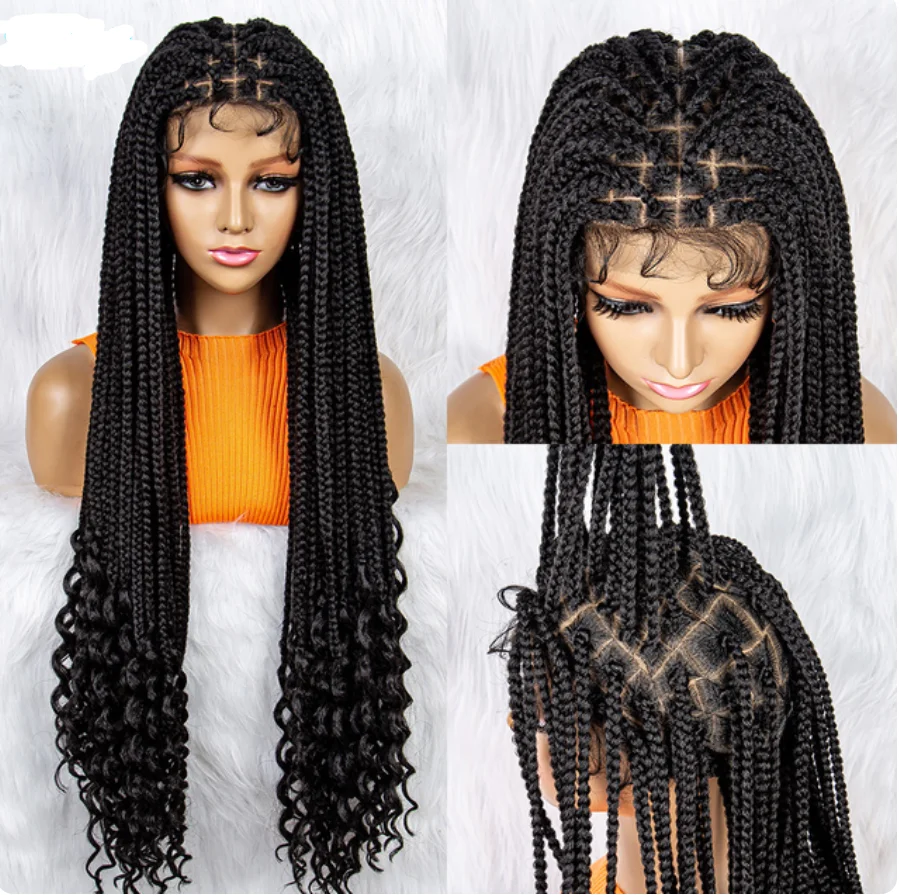 Synthetic Lace Front Braided Wigs Knotless Box Braids Wig With Baby Hair For Black Women Full Lace Wigs Braid African