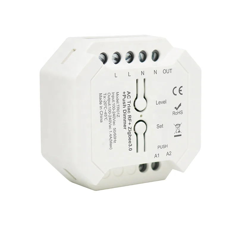 Laimi High performance Tuya Zigbee3.0  RF smart triac dimmer work with push switch for dimmable lamp traditional filament lamp