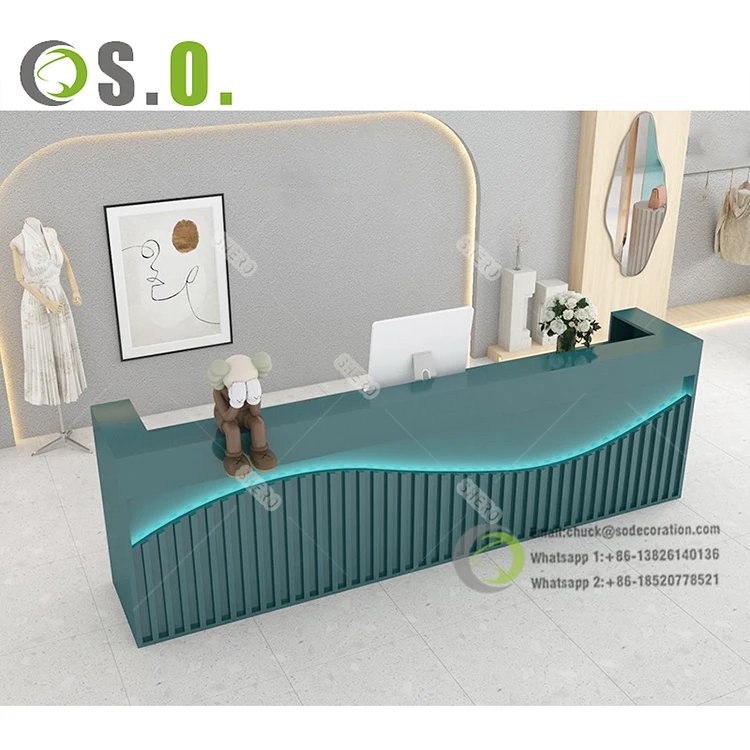 Custom Store Display Design  Restaurant Bar Front Desk Counter  Wood Cafe Counter Desk