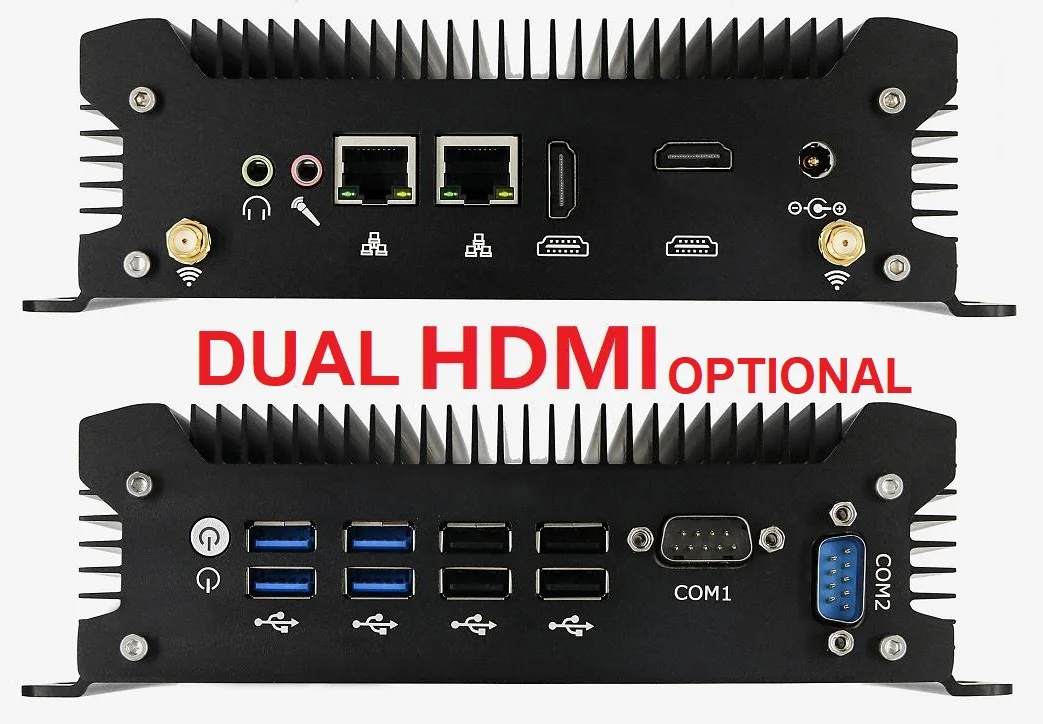 Hot sell embedded desktop computer Din Rail 7*24 Intel 6th Gen I3 6157U support 2*COM 2*LAN Fanless Industrial Mini PC