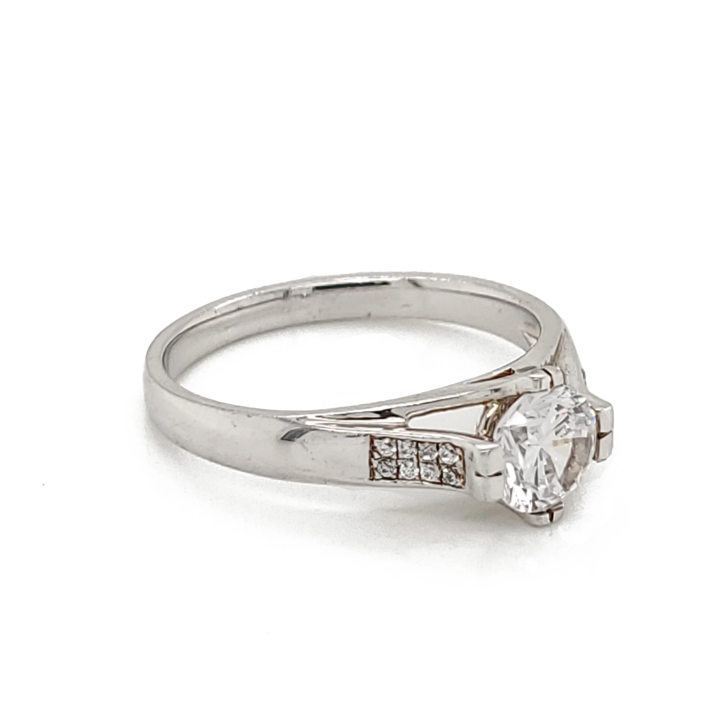 
Channel setting cz plus 18k white gold diamond ring 