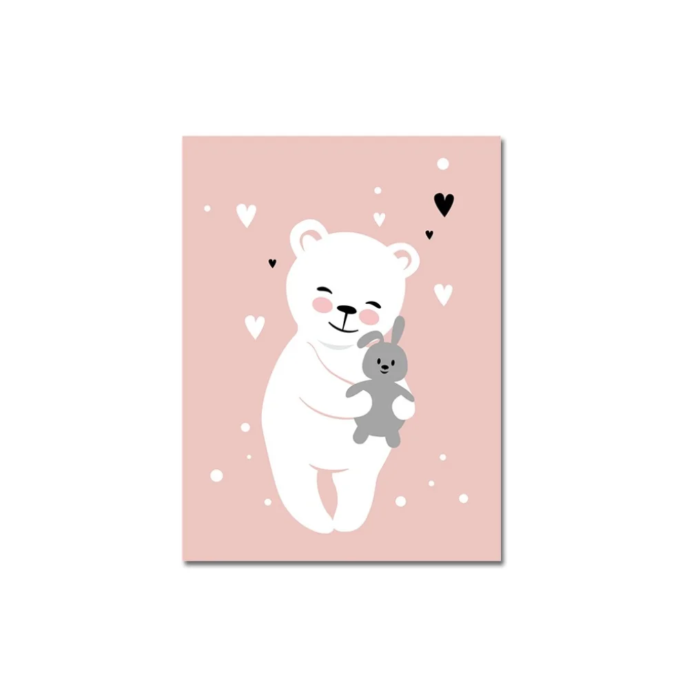 Милый мультяшный медведь тканевая раскраска рисунок холст картина для детской комнаты спальни декоративный гостиной Декор плакаты настенное искусство