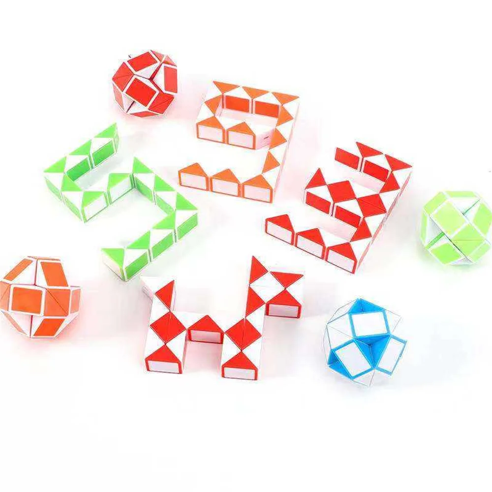 Cheap 24 Blocks Magic Snake Cube Mini Snake Ruler Twist Puzzle Snake Speed Cube Toys for Kids