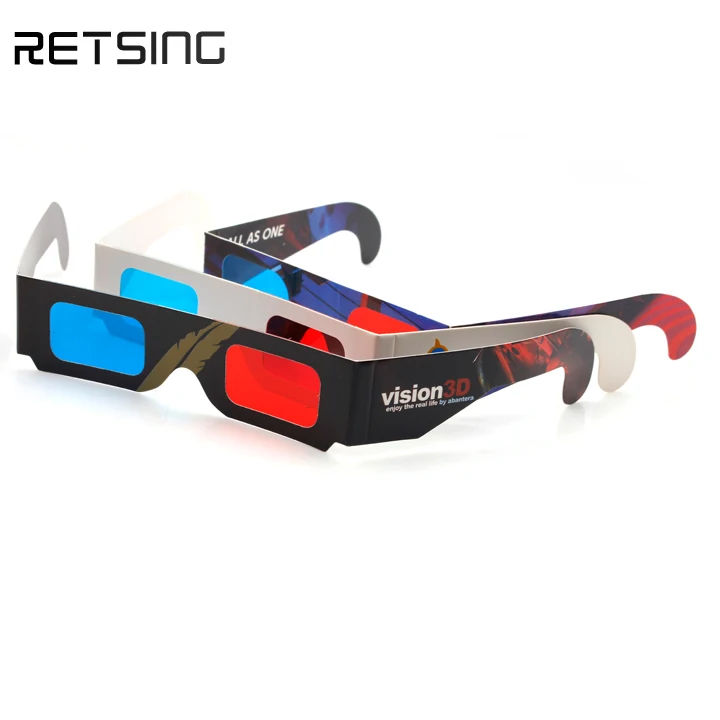 Free samples Customized Logo Paper Red Blue Cyan Paper 3 Dimensional 3D video Glasses for Video DVD TV
